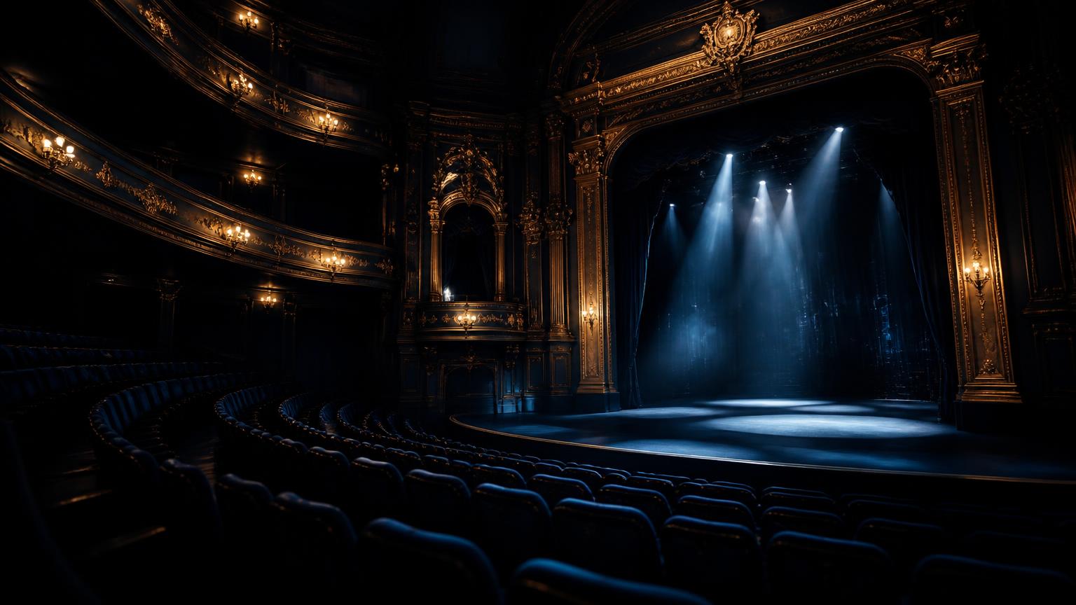 Gilded London theatre auditorium lit for a performance