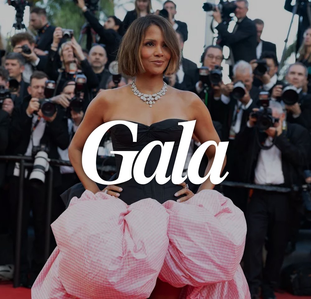 Gala brand mark over a red-carpet photograph